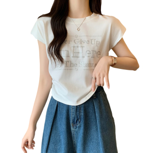 RM14123#圆领字母白色T恤女夏季设计感小众洋气无袖背心宽松显瘦坎肩上衣