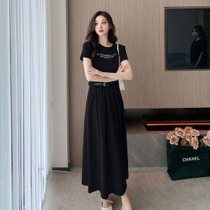 RM15729#休闲套装女夏2023新款时尚芭蕾风百搭短袖圆领短上衣半身裙两件套