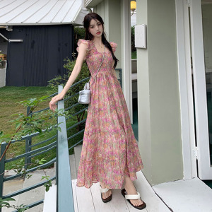 RM13680#飞飞袖碎花连衣裙设计感夏季新款仙女裙子洋气别致修身显瘦长裙潮