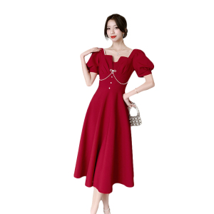 RM19424#小晚礼服裙日常轻奢小个子法式订婚领证登记红裙连衣裙女平时可穿