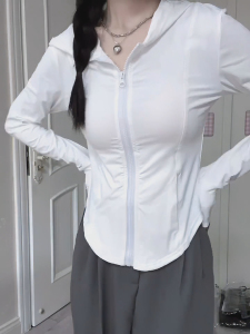 RM13158#灰色冰丝长袖防晒衣女2023夏季新款户外透气薄款修身显瘦防晒服潮