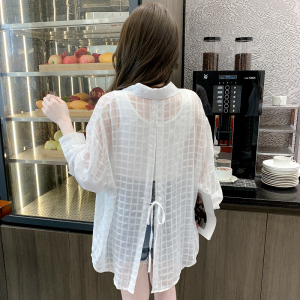 RM15952#冰丝防晒衣女夏季薄款2023新款吊带外搭开衫上衣格子防晒衬衫外套