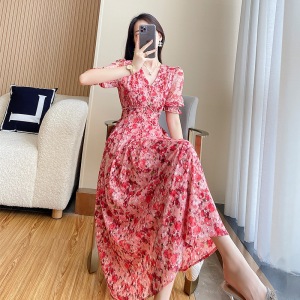 RM23324#茶歇法式碎花连衣裙女夏2023年夏季新款名媛气质显瘦长裙子高级感
