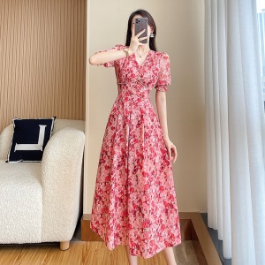 RM23324#茶歇法式碎花连衣裙女夏2023年夏季新款名媛气质显瘦长裙子高级感