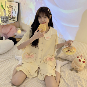 RM13590#新款睡衣女夏季梭织棉质短袖薄款2023年高级感家居服套装