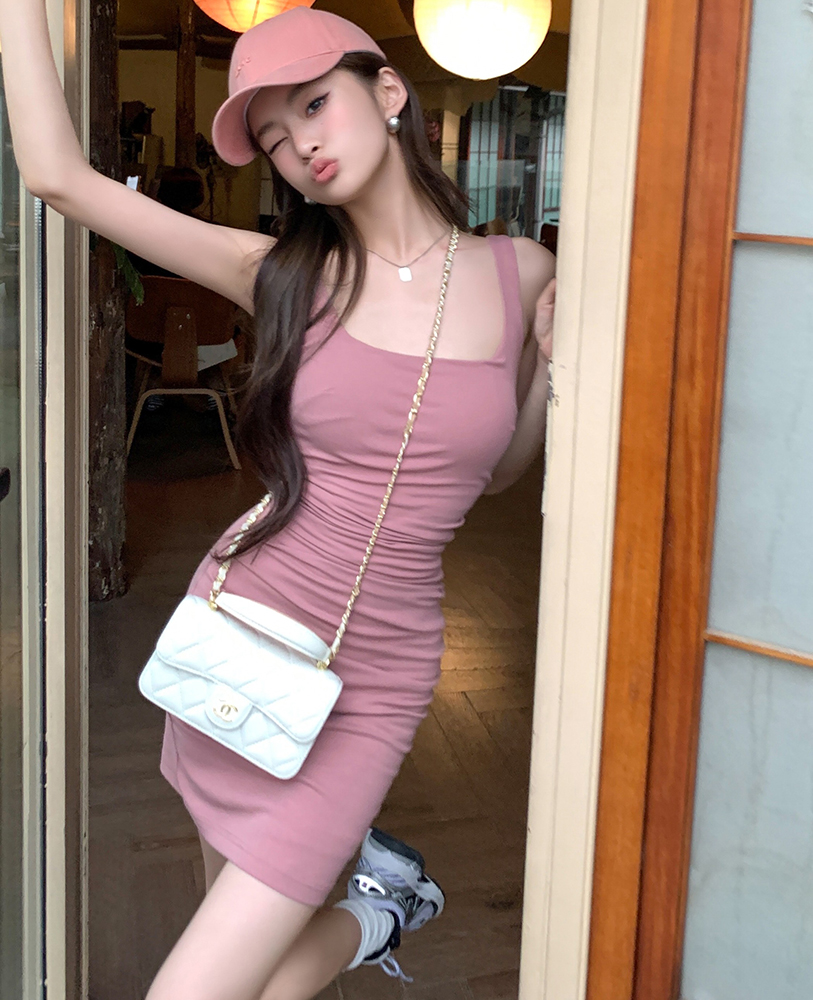 實拍2026春夏新款純欲辣妹遮副乳顯瘦包臀連衣裙吊帶裙女