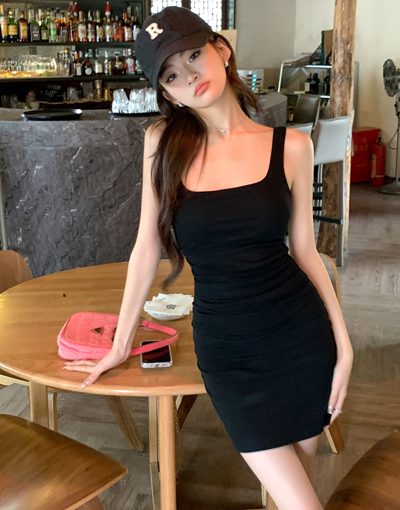 實拍2026春夏新款純欲辣妹遮副乳顯瘦包臀連衣裙吊帶裙女