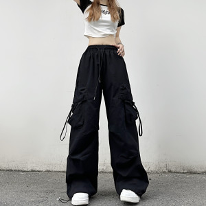 RM15432#美式高街嘻哈工装裤子女2023夏季新款宽松直筒束脚休闲裤潮