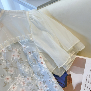 RM13308#鱼尾改良旗袍年轻款高端气质夏季蓝色日常小清新少女连衣裙小个子