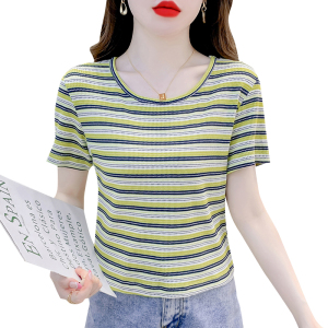 TR31793# 夏季新款甜美小心机抽绳露背圆领短袖T恤上衣女
