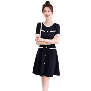 RM13651#小香风织带拼接裙子2023年夏季新款气质优雅显瘦连衣裙女