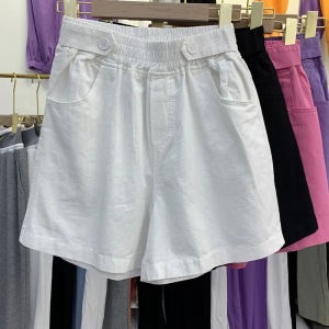 RM13703#紫色高腰阔腿裤短裤女夏五分裤宽松休闲裤