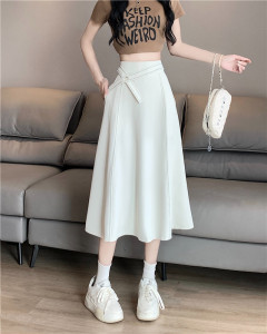 RM18532#大码胖MMa字半身裙中长款气质遮胯裙子女显瘦高腰伞裙