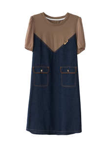 RM16577#夏季新款撞色拼接宽松显瘦休闲连衣裙