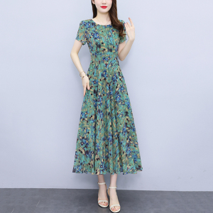 RM15285#田园风碎花连衣裙2023新款夏季小个子法式收腰修身气质长款裙子