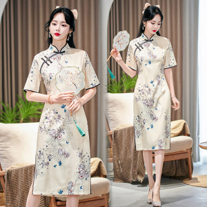 RM20133#改良版新式旗袍时尚中国风复古名媛少女甜美小香风旗袍裙