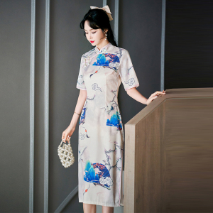 RM20134#改良版新式旗袍时尚中国风复古名媛少女甜美小香风旗袍裙