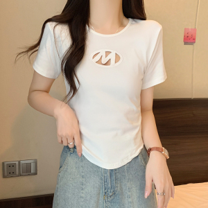 RM14126#机能风高级感短袖t恤女设计感小众夏季独特别致纯欲辣妹镂空上衣