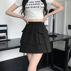 RM19703#夏季新款立体大口袋工装半身裙韩版高腰百搭A字半身裙