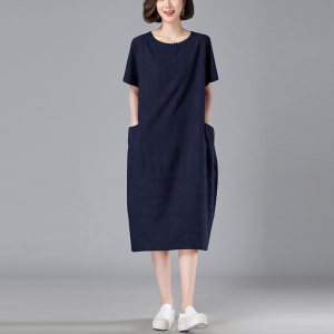 RM14029#大码连衣裙女2023年新款夏季宽松遮肚高级感中年妈妈气质休闲裙子