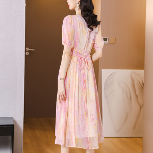 RM14212#重磅真丝桑蚕丝连衣裙女夏季2023新款高级感印花显瘦中长裙子