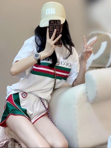 RM13739#韩新款酷姐风格穿搭两件套美式百搭圆领短袖抽绳短裤套装