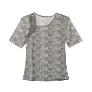 RM22403#夏季新款时尚百搭烫钻T恤圆领短袖欧货上衣设计感小众女