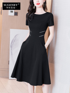 RM16053#连衣裙2023女新款法式气质女装高端茶歇复古夏天遮肚赫本风小黑裙