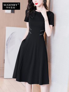 RM16053#连衣裙2023女新款法式气质女装高端茶歇复古夏天遮肚赫本风小黑裙