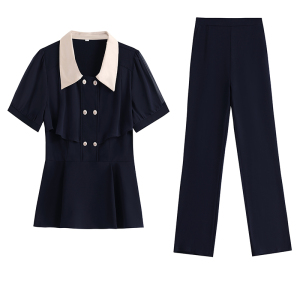 RM15810#春夏夏季新款套装大码女装时尚减龄短袖9分裤两件套