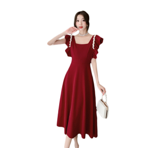 RM13776#敬酒服新娘平时可穿红色订婚连衣裙回门礼服裙女日常夏季2023新款