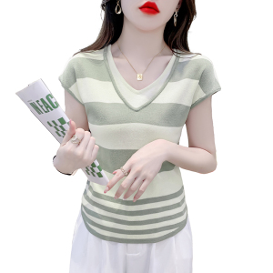 RM14280#夏装新款小众设计感假两件无袖V领修身显瘦T恤别致上衣女士