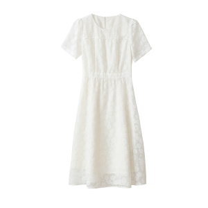 TR33197# 法式烧花雪纺白色连衣裙女新款夏季蕾丝 服装批发女装批发服饰货源