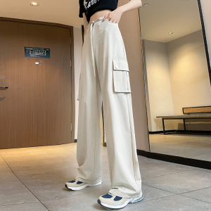 RM14088#夏季新款时尚百搭速干冰丝薄款直筒休闲阔腿工装裤