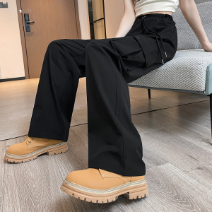 RM14088#夏季新款时尚百搭速干冰丝薄款直筒休闲阔腿工装裤