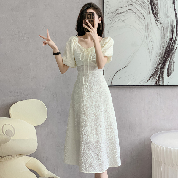 RM15325#法式茶歇连衣裙女装夏季2023新款甜美泡泡袖高级感裙子小个...