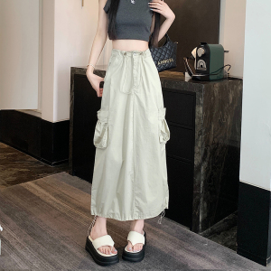 RM14998#夏季新款美式小众设计感工装半身裙高腰显瘦抽绳中长裙
