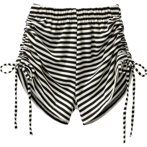 RM14005#大码女装条纹短裤女新款夏季胖mm抽绳设计感显瘦高腰休闲裤子