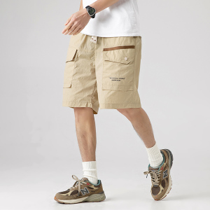 RM14629#美式短裤男夏季冰丝薄款潮牌工装宽松五分裤日系休闲沙滩中裤