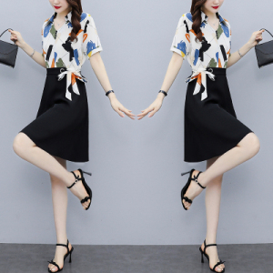 RM16592#雪纺连衣裙女夏装新款减龄显瘦气质贵夫人洋气短袖裙子
