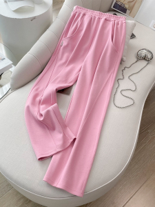 RM15547#时尚休闲套装女夏2023新款小个子黑色上衣粉色阔腿裤网红两件套