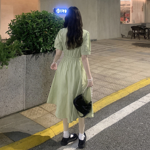 RM14310#夏季新款时尚气质休闲设计感纯色法式连衣裙长裙