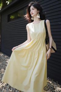 RM14296#梅子熟了小苍兰高级感无袖气质连衣裙夏季新休闲显瘦高腰a字长裙