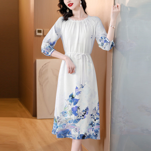 RM15217#美的熠熠生辉~迷人光彩让人臣服~真丝桑蚕丝连衣裙女2023夏季新款