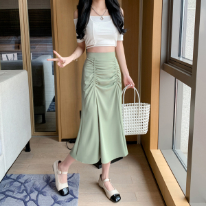 RM17012#新款夏季韩版中长款鱼尾裙不规则垂坠感包臀高腰修身半身裙女