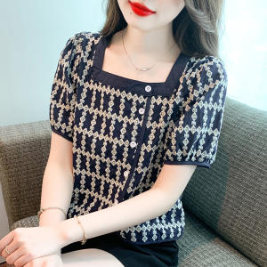 TR34730# 夏季新款韩版设计感小众重工刺绣复古方领减龄镂空衬衫