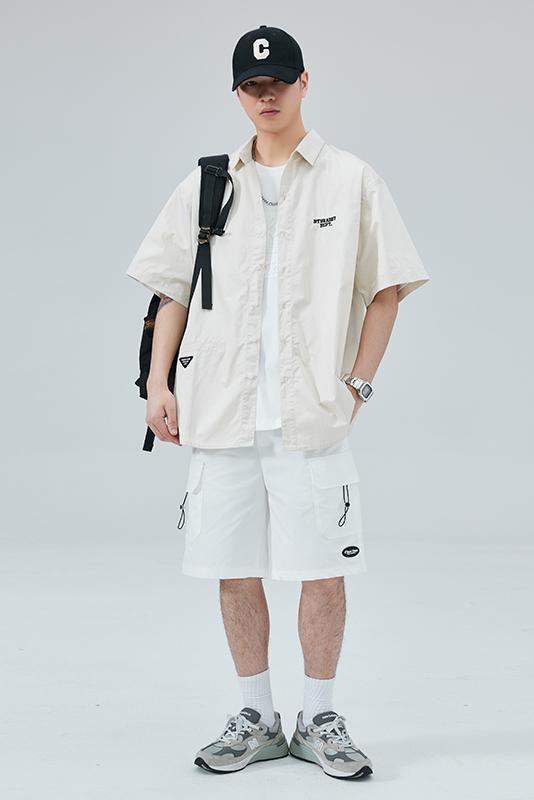 實拍夏季簡約百搭短袖襯衫男士純棉休閑半袖襯衣寬松大碼翻領上衣