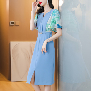 RM15266#茗思高端精致连衣裙女夏季2023新款时尚设计感收腰显瘦开叉包臀裙