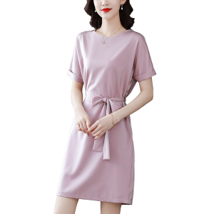 RM16975#夏款女装2023年新款高级感醋酸绿色连衣裙缎面真丝设计感收腰裙子