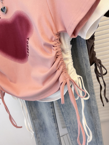 RM14925#欧货短袖t恤女正肩夏季美式复古印花半袖体恤设计感小众短款上衣